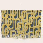 Mustard Yellow and Navy Blue Mid-Century Modern Loop Pattern Wall Hanging Gallery Image 1