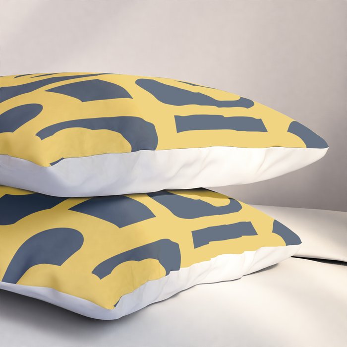 Mustard Yellow and Navy Blue Mid-Century Modern Loop Pattern Pillow Sham Gallery Image 3