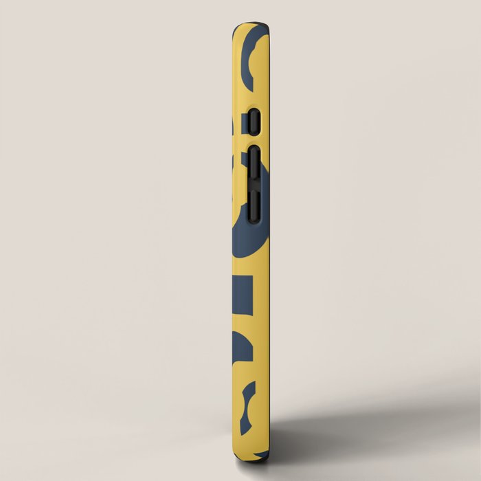 Mustard Yellow and Navy Blue Mid-Century Modern Loop Pattern iPhone Case Gallery Image 2