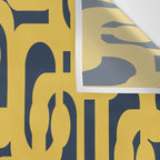 Mustard Yellow and Navy Blue Mid-Century Modern Loop Pattern Wall Tapestry Gallery Image 3