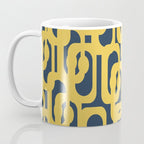 Mustard Yellow and Navy Blue Mid-Century Modern Loop Pattern Coffee Mug Gallery Image 3