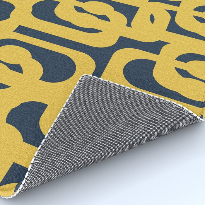 Mustard Yellow and Navy Blue Mid-Century Modern Loop Pattern Rug Gallery Image 4