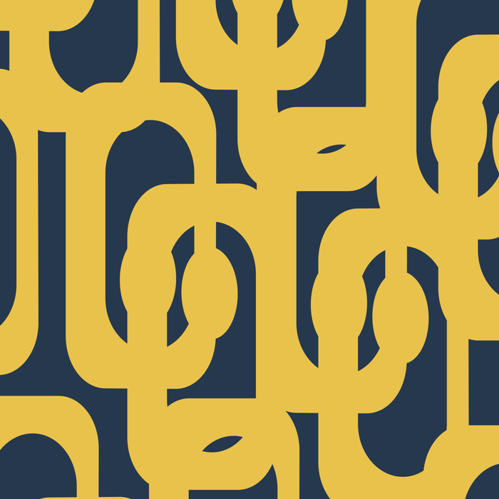 Mustard Yellow and Navy Blue Mid-Century Modern Loop Pattern Coffee Mug Gallery Image 2