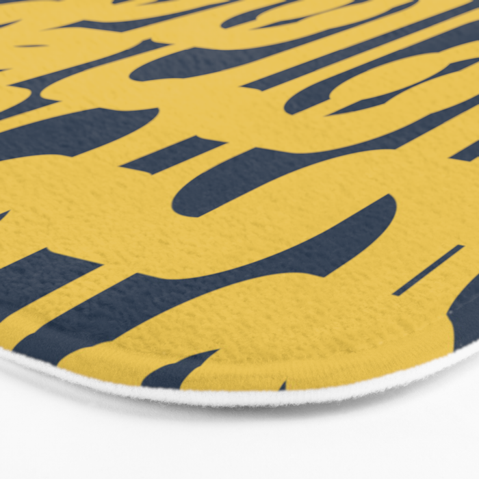 Mustard Yellow and Navy Blue Mid-Century Modern Loop Pattern Bath Mat Gallery Image 3