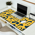 Mustard Yellow and Navy Blue Mid-Century Modern Loop Pattern Desk Mat Gallery Image 2