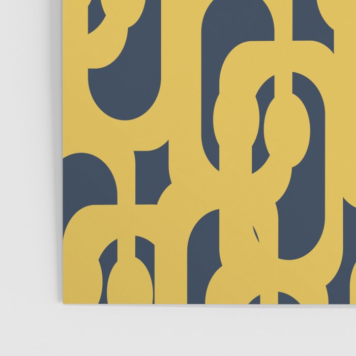 Mustard Yellow and Navy Blue Mid-Century Modern Loop Pattern Poster Gallery Image 3