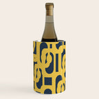 Mustard Yellow and Navy Blue Mid-Century Modern Loop Pattern Wine Chiller Gallery Image 3