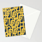Mustard Yellow and Navy Blue Mid-Century Modern Loop Pattern Stationery Card Gallery Image 2