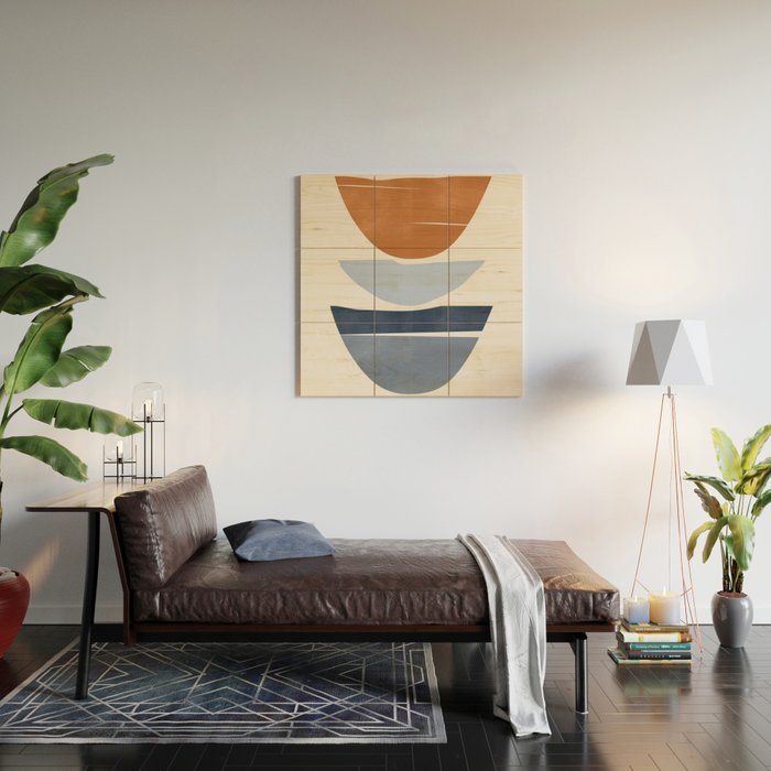 Modern Abstract Minimal Shapes 219 Wood Wall Art Gallery Image 2