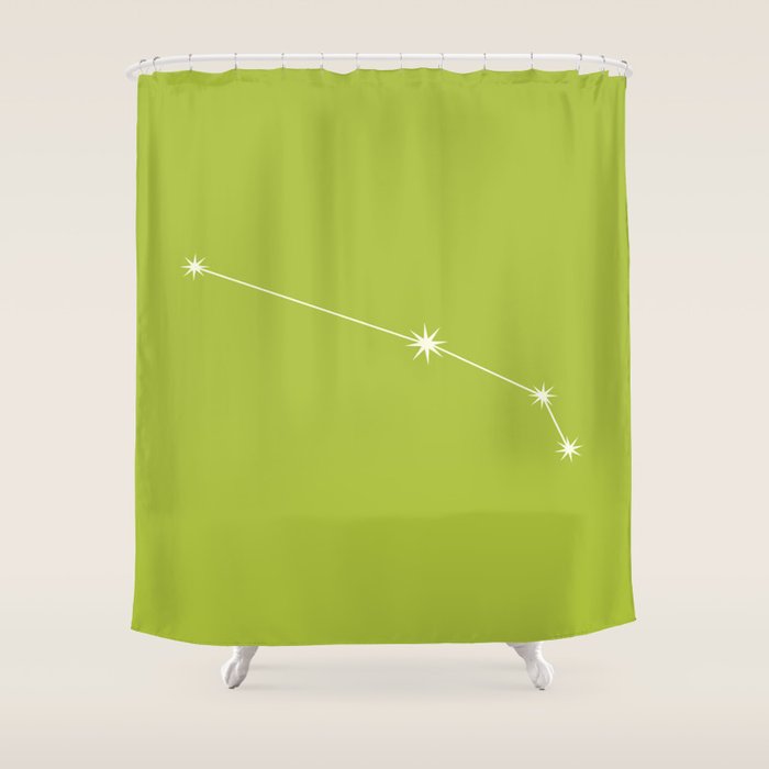Aries Zodiac Star Constellation Line Art Chartreuse Green Shower Curtain Gallery Image 1