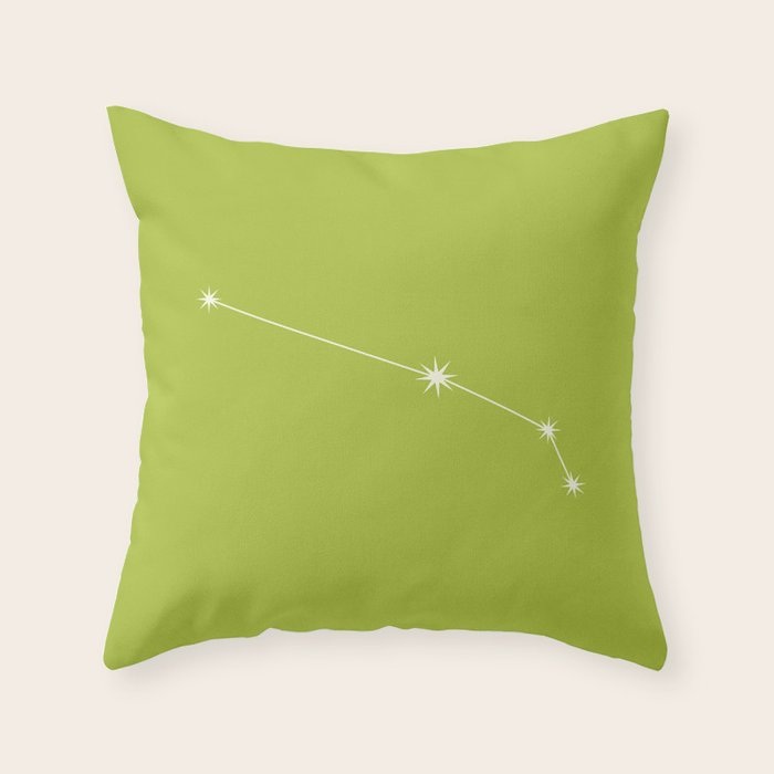 Aries Zodiac Star Constellation Line Art Chartreuse Green Throw Pillow Gallery Image 6