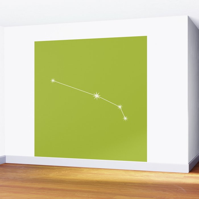 Aries Zodiac Star Constellation Line Art Chartreuse Green Wall Mural Gallery Image 2