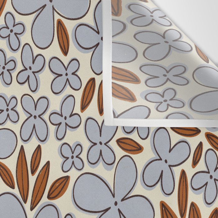 Four-leaf Flower Pattern / Grey & Brown Wall Tapestry Gallery Image 3