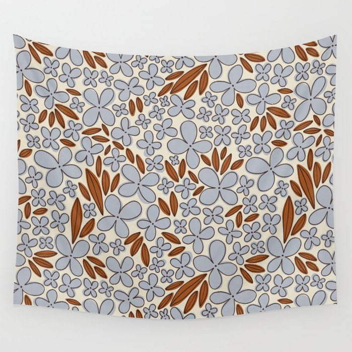 Four-leaf Flower Pattern / Grey & Brown Wall Tapestry Gallery Image 4