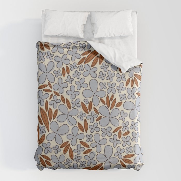 Four-leaf Flower Pattern / Grey & Brown Duvet Cover Gallery Image 6