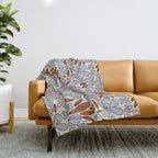Four-leaf Flower Pattern / Grey & Brown Throw Blanket Gallery Image 1