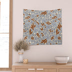 Four-leaf Flower Pattern / Grey & Brown Wall Tapestry Gallery Image 2