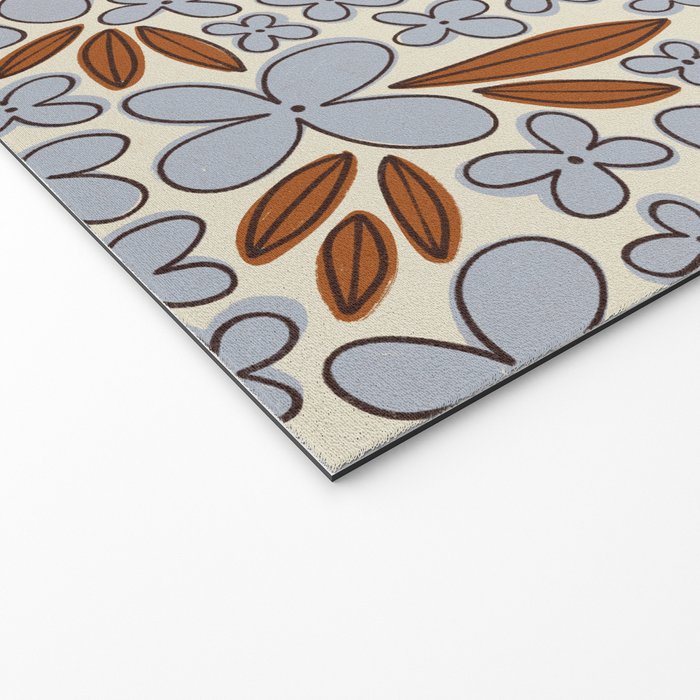 Four-leaf Flower Pattern / Grey & Brown Welcome Mat Gallery Image 2