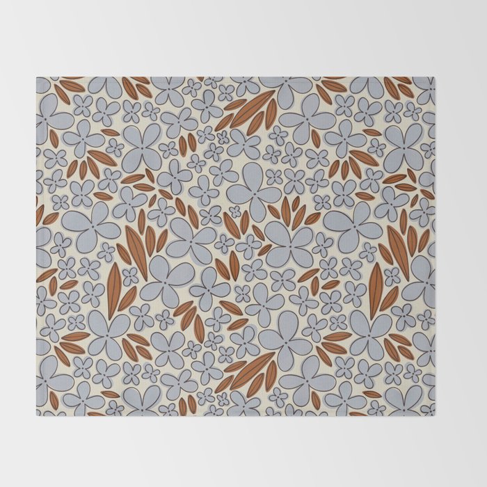 Four-leaf Flower Pattern / Grey & Brown Throw Blanket Gallery Image 2