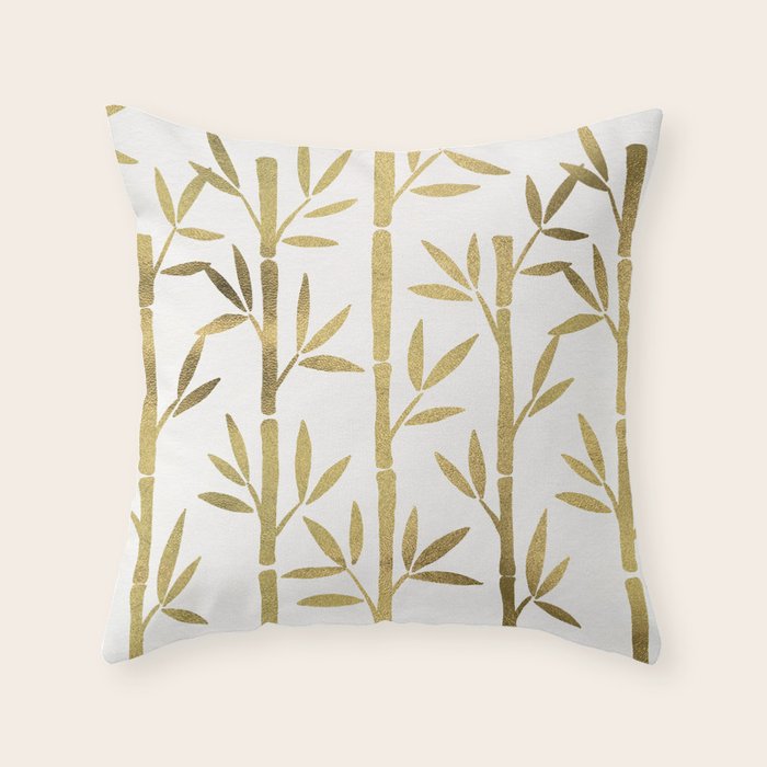 Bamboo Stems - Gold Palette Throw Pillow Gallery Image 6