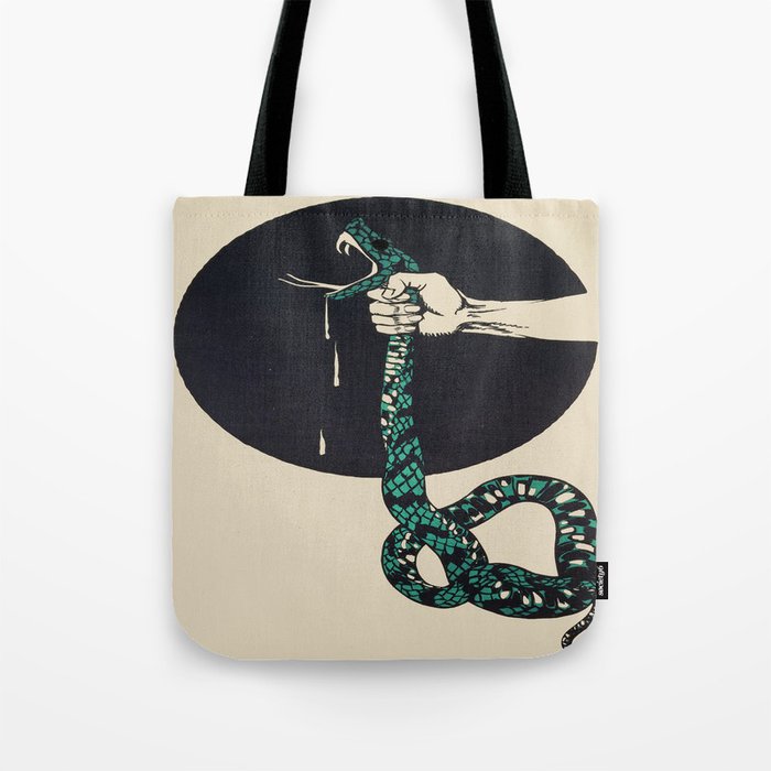 The strangling of a poisonous snake, representing the crushing colour lithograph G. Dorival 1918 Tote Bag Gallery Image 1