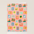 Vintage summer post card stamp pattern Stationery Card Gallery Image 2