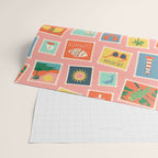 Vintage summer post card stamp pattern Wrapping Paper Gallery Image 2