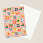 Vintage summer post card stamp pattern Stationery Card Gallery Image 2
