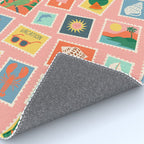Vintage summer post card stamp pattern Rug Gallery Image 4