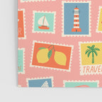 Vintage summer post card stamp pattern Poster Gallery Image 3