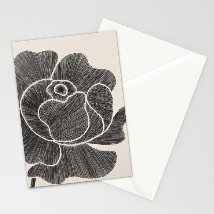 Black Peony II Stationery Card Gallery Image 2