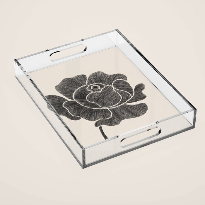 Black Peony II Acrylic Tray Gallery Image 1
