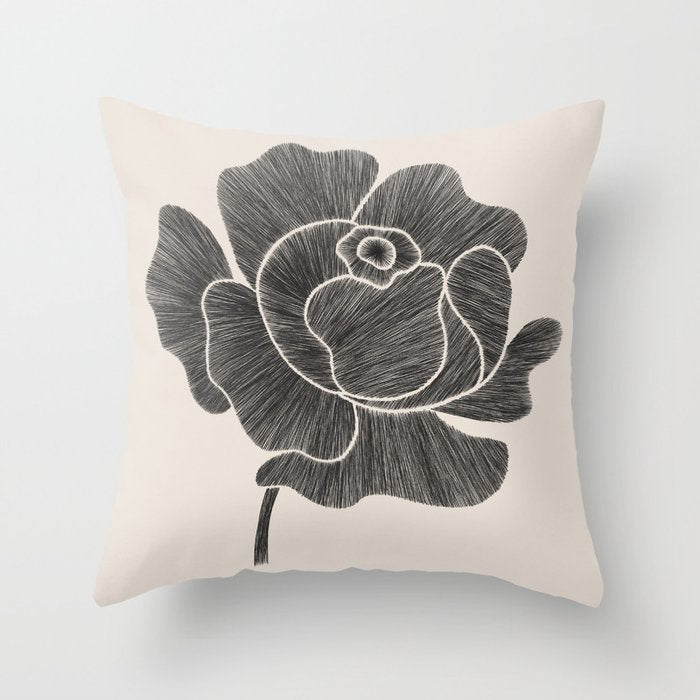Black Peony II Throw Pillow Gallery Image 6