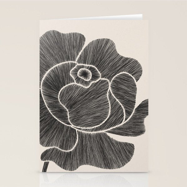 Black Peony II Stationery Card Gallery Image 2