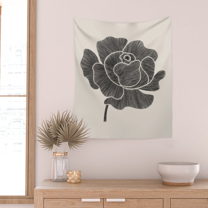 Black Peony II Wall Tapestry Gallery Image 2