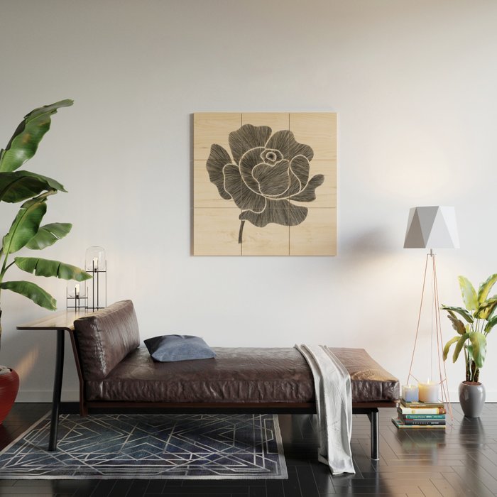 Black Peony II Wood Wall Art Gallery Image 2