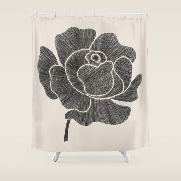 Black Peony II Shower Curtain Gallery Image 1