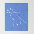Gemini Zodiac Star Constellation Line Art Bright Blue Throw Blanket Gallery Image 2