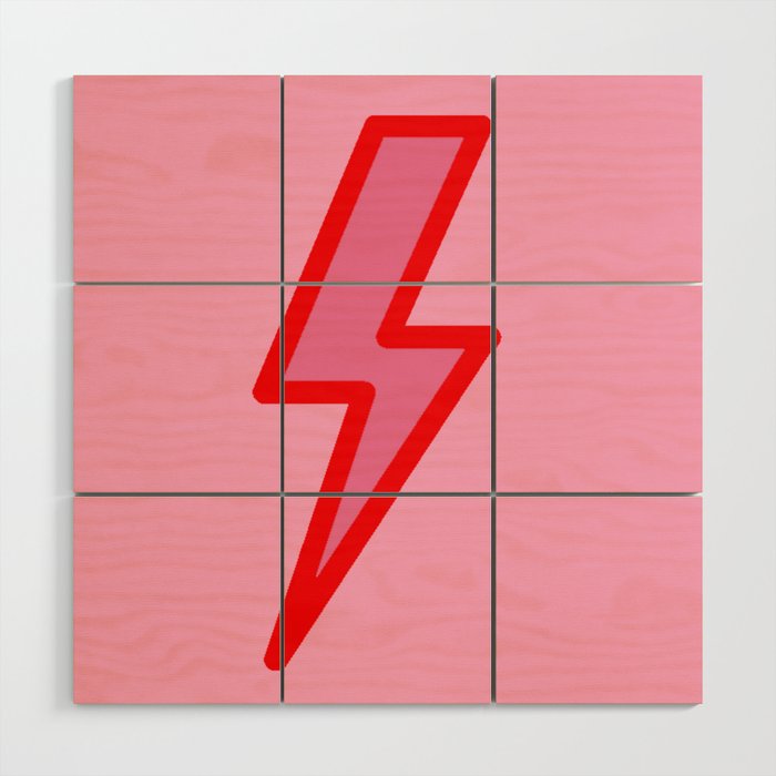 Pink and Red Y2k Lightning Bolt Wallpaper - Preppy Aesthetic Wood Wall Art Gallery Image 1