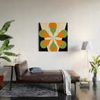 Mid-Century Modern Art 1.4 - Green & Orange Flower Wood Wall Art Gallery Image 2