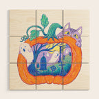 Halloween Pumpkin Graveyard Wood Wall Art Gallery Image 1