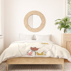 Colorful Thoughts Minimal Line Art Woman with Flowers IV  Duvet Cover Gallery Image 3