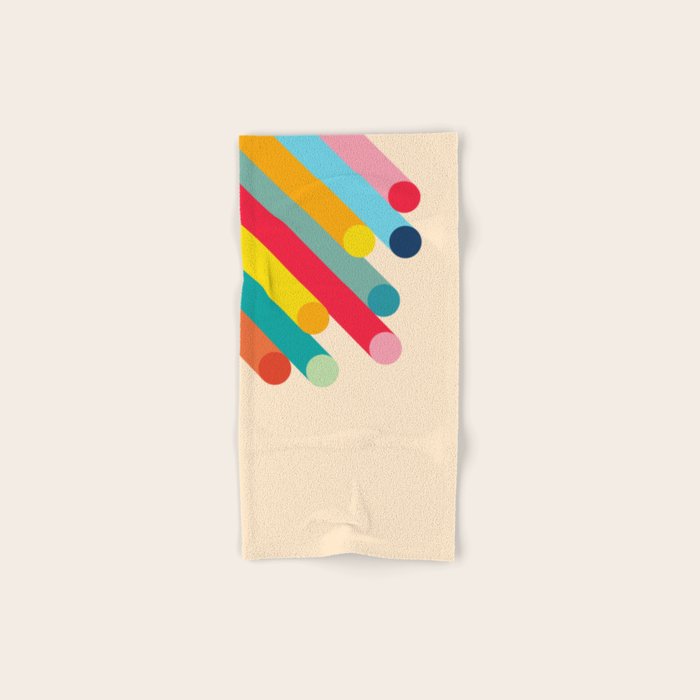 Retro Mid Century Beams | Bauhaus Geometric Pattern Bath Towel Gallery Image 1
