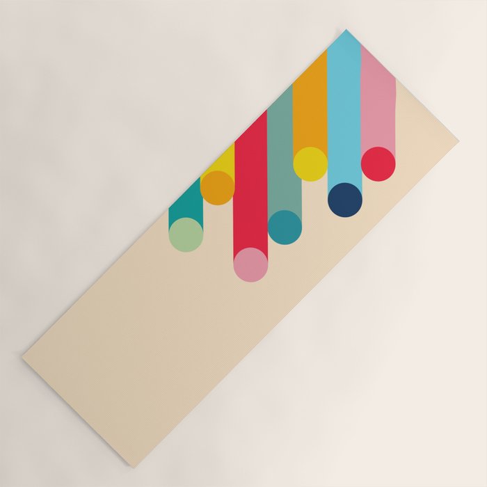 Retro Mid Century Beams | Bauhaus Geometric Pattern Yoga Mat Gallery Image 1