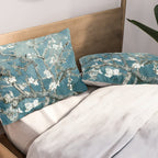 Vincent Van Gogh Almond Blossoms Teal Pillow Sham Gallery Image 2