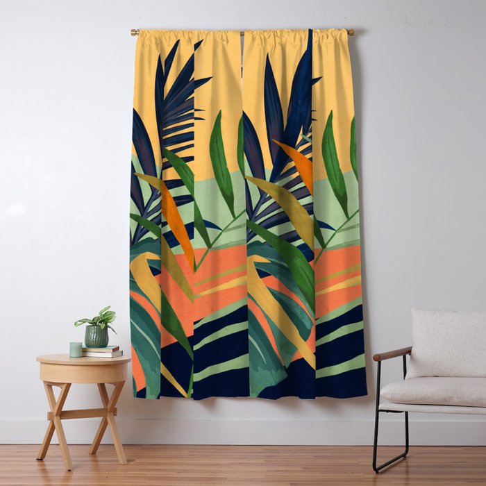 Abstract Art Tropical Leaves 117 Window Curtain Gallery Image 5