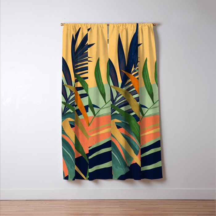 Abstract Art Tropical Leaves 117 Window Curtain Gallery Image 3