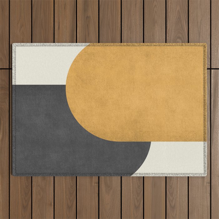 Halfmoon Colorblock - Gold Charcoal Outdoor Rug Gallery Image 1