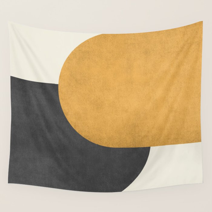 Halfmoon Colorblock - Gold Charcoal Wall Tapestry Gallery Image 1
