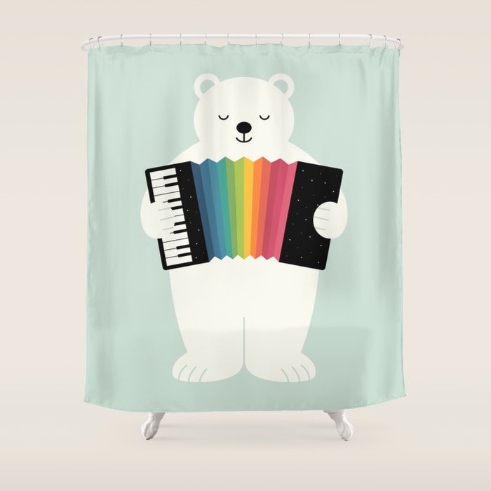 Aurora Accordionist Shower Curtain Gallery Image 1